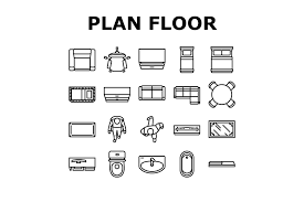 floor plan interior furniture icons set