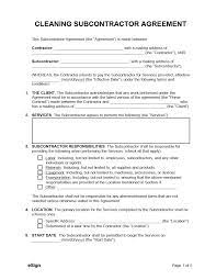 free cleaning subcontractor agreement
