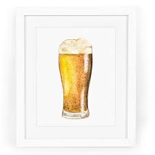 Beer In Weizen Glass Watercolor Fine