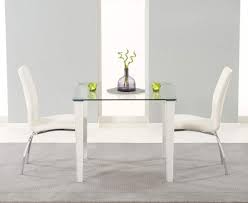 Shop dining room chairs and other antique and modern chairs and seating from the world's best furniture dealers. Melrose 90cm Glass Dining Table With 2 Carsen White Leather Chairs Morale Home Furnishings