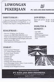 Loker palur maret 2021 di toko sumber jaya Disnakertrans Lowongan Karyawan Export Import Pt Nata Jaya Bnh Bantul