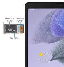 Insert the sim card with the gold coloured contacts facing downwards. Samsung Galaxy Tab A7 Lite Sm T227u Insert Sim Memory Card At T