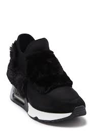 Lazer Faux Fur Sneaker In Black Blac