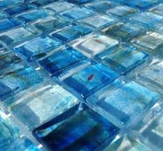 clear glass mosaic tile stained blue