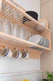 a custom plate rack in the kitchen