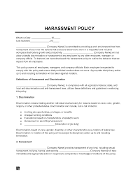 free harment policy template pdf