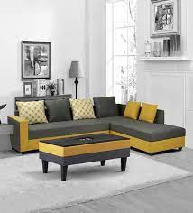 lhs sectional sofas brisbane lhs 3 seater sofa with coffee table in grey yellow colour by arra pepperfry