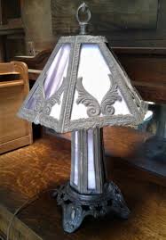 Leaded Slag Glass Table Lamp