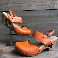 Dansko Thea Clog Heels Orange Buckle Shoes Eu 38