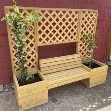 Custom Bench Planter With Trellis