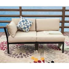 2 Piece Metal Outdoor Sectional Set With Beige Cushions