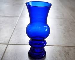 Cobalt Blue Glass Vase Mid Century 60s