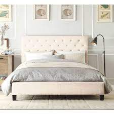 chester queen bed frame in light beige