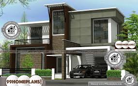 double floored flat roof home designs