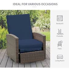 Outsunny Pe Rattan Wicker Recliner With