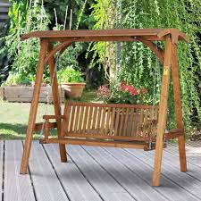 Wooden Swing Chair With Wooden Canopy