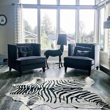 zebra print brazil cow hide rug
