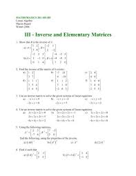 Iii Inverses And Elementary Matrices
