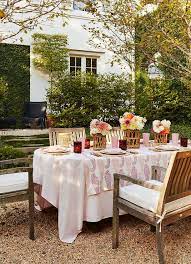 Backyard Dining Table With Pink