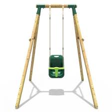 Rebo Wooden Garden Swing Set With Baby