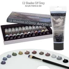 12 Shades Of Grey Acrylic Paints Set