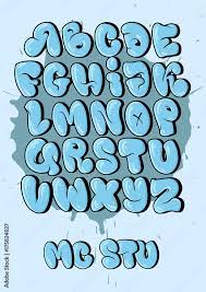 bubble style graffiti alphabet in set