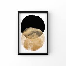 Black And Gold Abstract Art Moon Circle