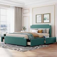 Upholstered Platform Bed Queen Size
