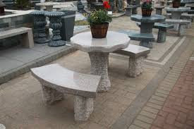 Pink Granite Natural Table And 2