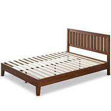 solid wood platform bed with headboard