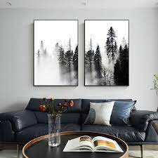 2 Piece Wall Art Misty Forest Prints On