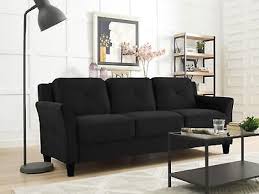 Elegant Premium Black Fabric Sofa Solid