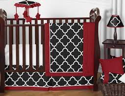 Red And Black Trellis Baby Bedding