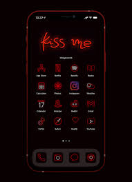 red neon app icons for ios 14 android