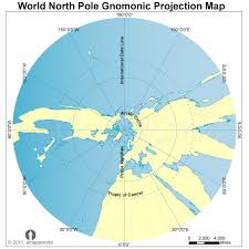 World North Pole Gnomonic Projection Map North Pole