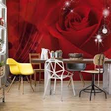 Red Rose Sparkles Flowers - Wall Mural