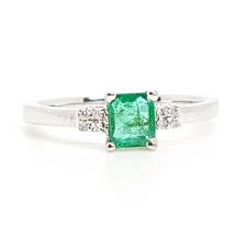 Details About 1 00 Carat Columbian Emerald And Diamond Ring White Gold