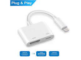 Lightning To Hdmi Lightning Digital Av Adapter 1080p Hdmi And Lightning Charging Port 2 In 1 Adapter Compatible With Iphone Ipad Ipod Touch For Hd Tv Monitor Projector Newegg Com