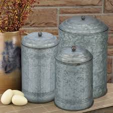 The kitchen sets include a lot. Antique Style Galvanized Tin Canister Set 3 Container Old World Rustic Kitchen Kitchen Storage Organization Kitchen Dining Bar