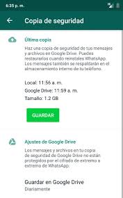 copia de seguridad de whatsapp guardada