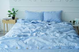 blue melange linen sheet set 1 denim