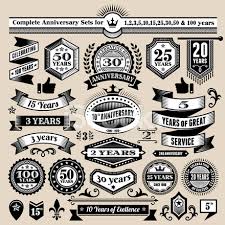 Anniversary Design Collection Black White Banners Badges And