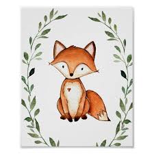 Fox Woodland Animals Nursery Wall Art