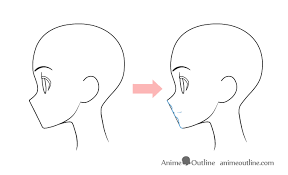Draw an oval shape, starting in our eyes line, its highest point rests on from the edge of our circle, on the right side, draw a vertical line until it touches the line we just did. How To Draw An Anime Girl S Head And Face Animeoutline