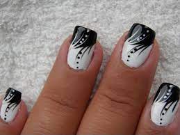 black and white nail art tutorial with