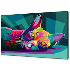 cat pop art canvas print picture wall