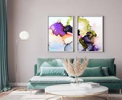 Olive Green Violet Abstract Fine Art