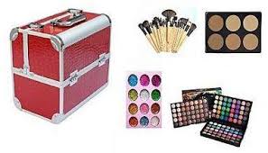 professional makeup box red silver