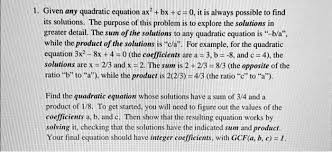 Given Any Quadratic Equation Ax 2
