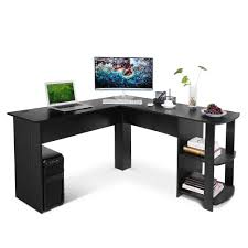 It has a beautiful symmetrical design with a gorgeous smoked glass top that is sure to wow anybody who sees it. H4home Large Corner Computer Desk Home Office L Shaped Study Gaming Pc Table Black H4home Furnitures